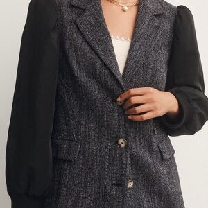 Anthropologie Maeve Mixed Media Relaxed Jacket